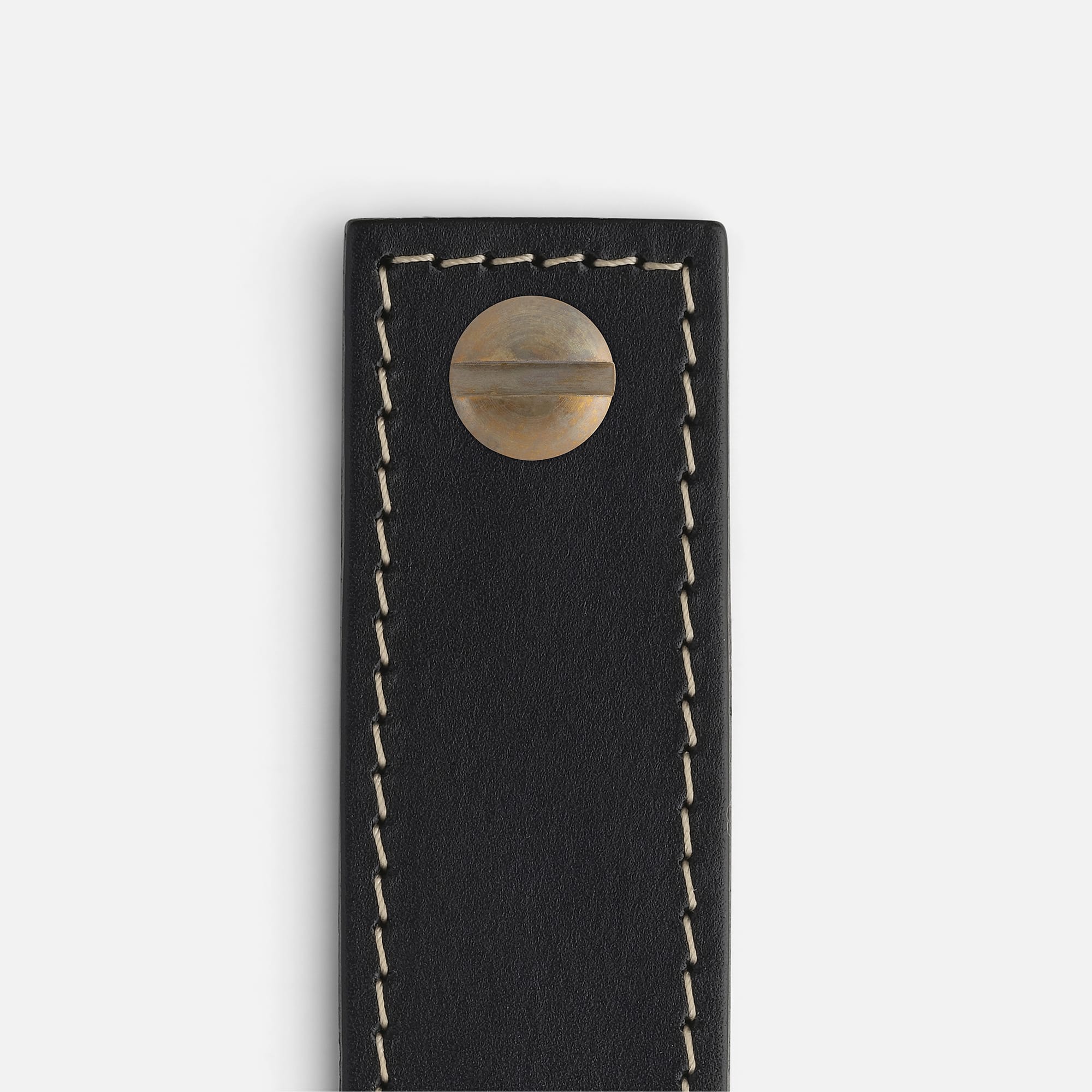 Black Leather  with Aged Brass - Contrast Stitch