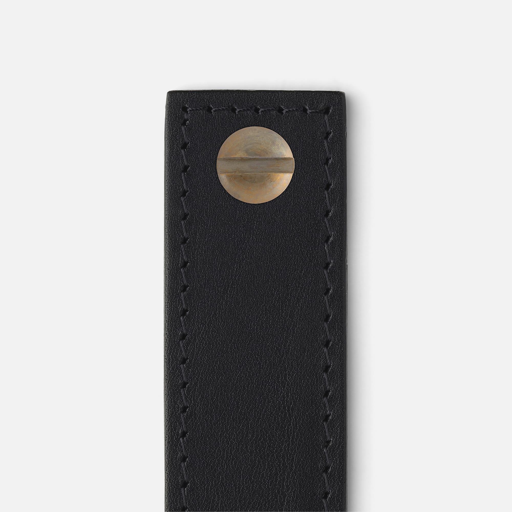 Black Leather with Aged Brass - Matching Stitch