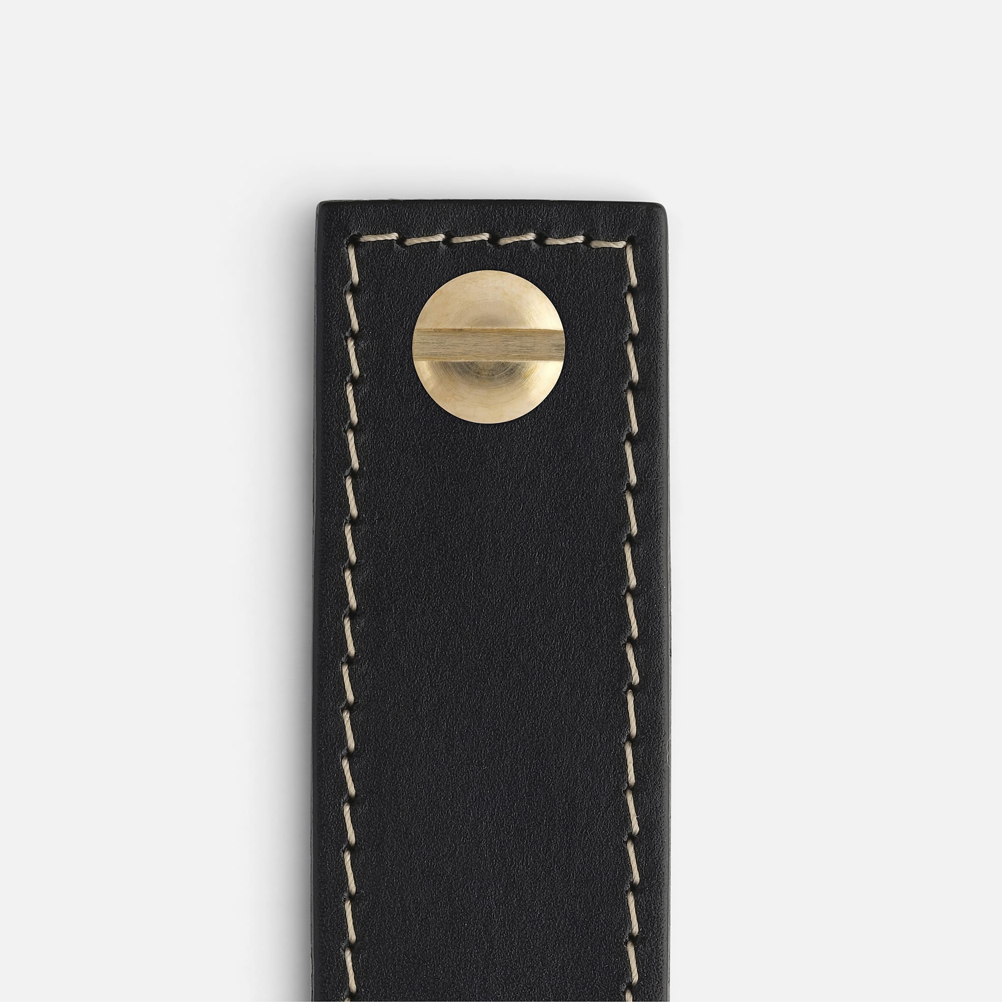 Black Leather with Brass - Contrast Stitch