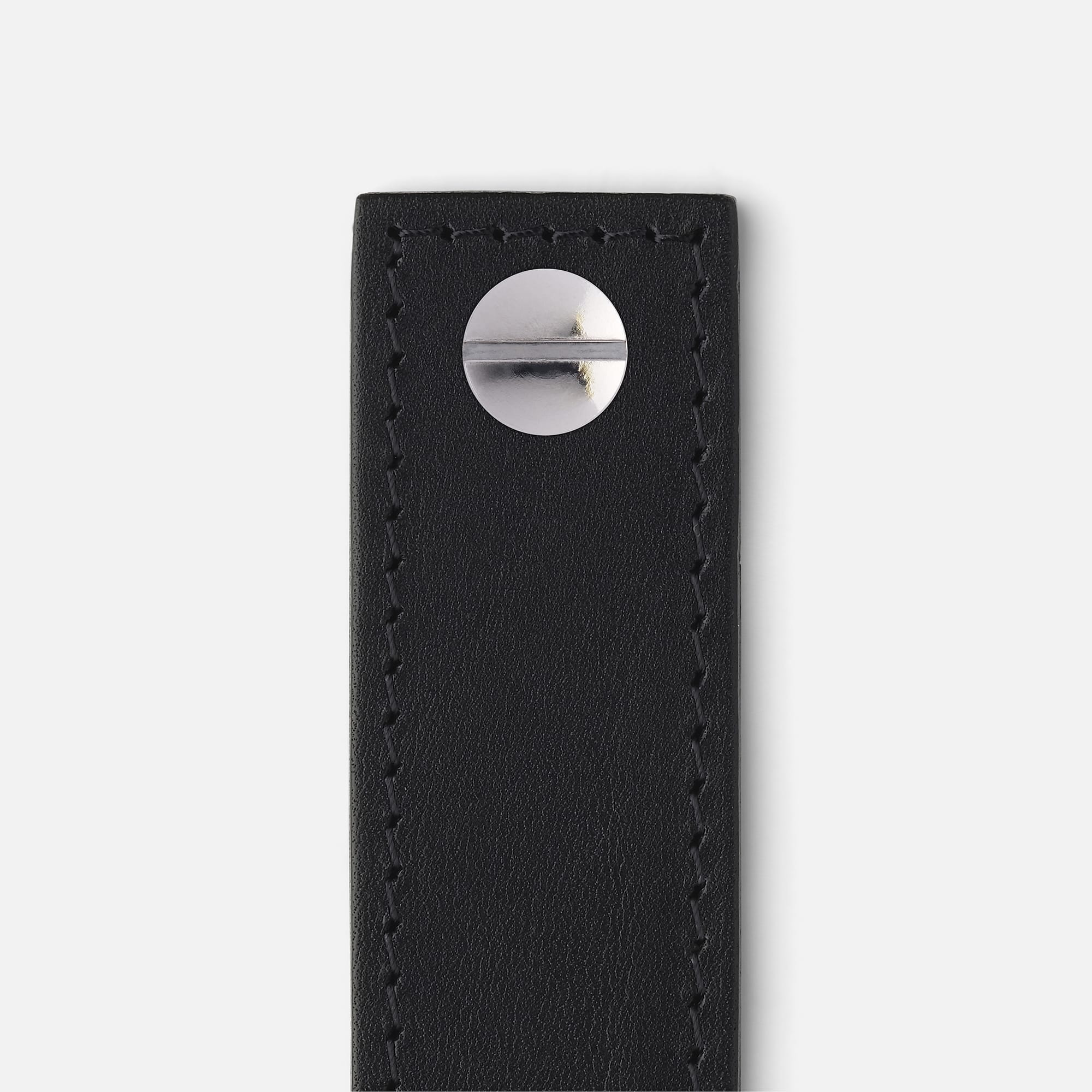 Black Leather with Stainless Steel - Matching Stitch