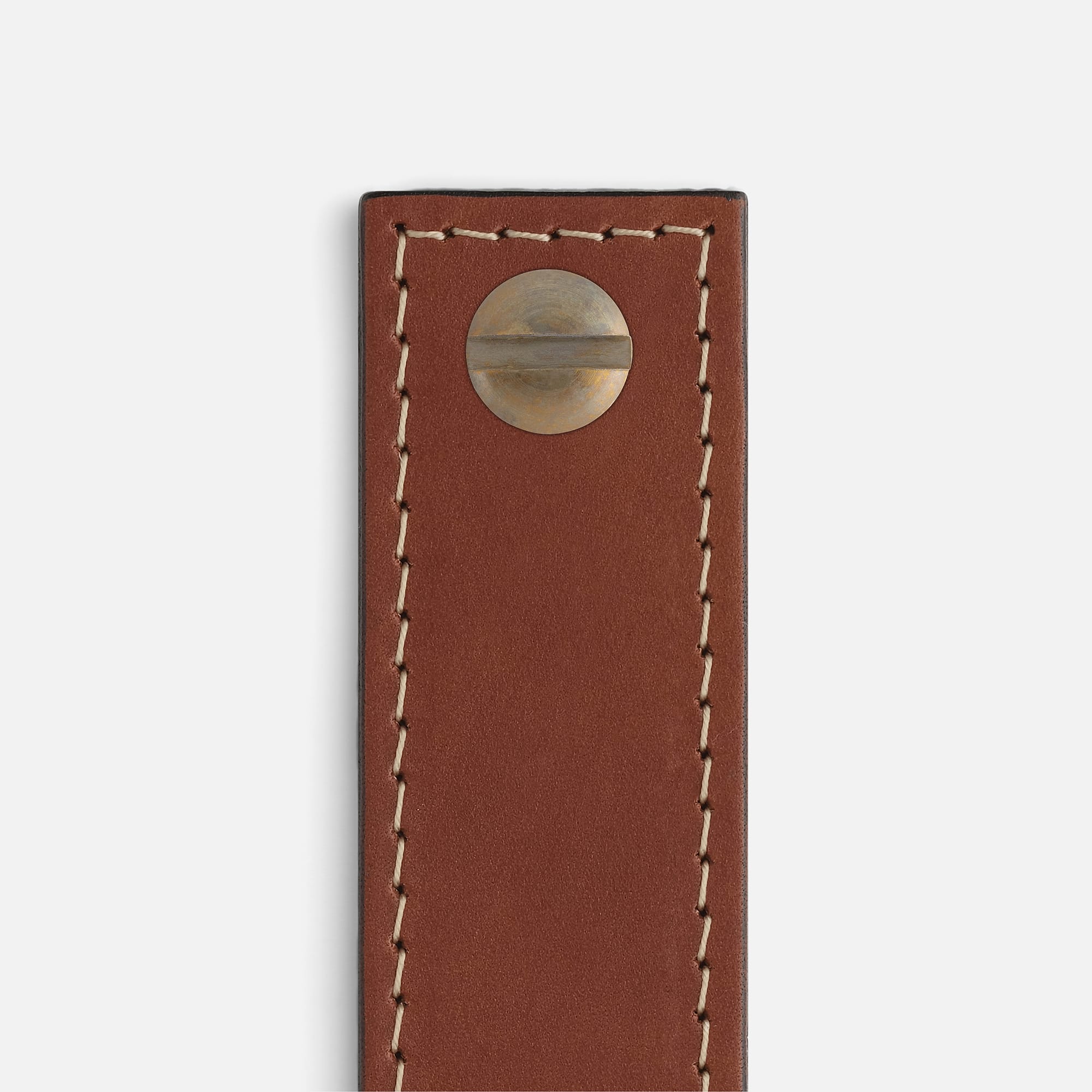 British Leather Tan with Aged Brass - Contrast Stitch