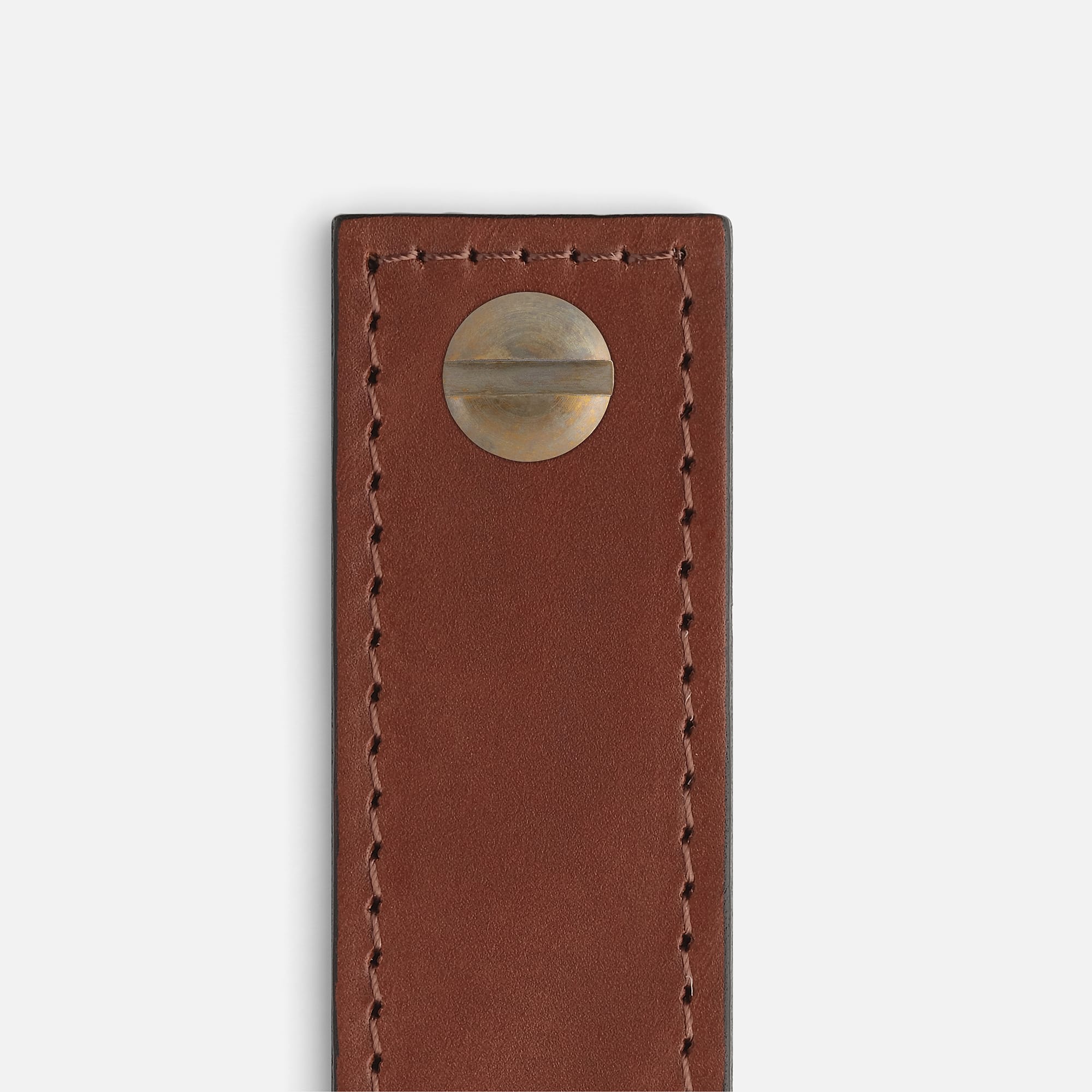 British Leather Tan with Aged Brass - Matching Stitch