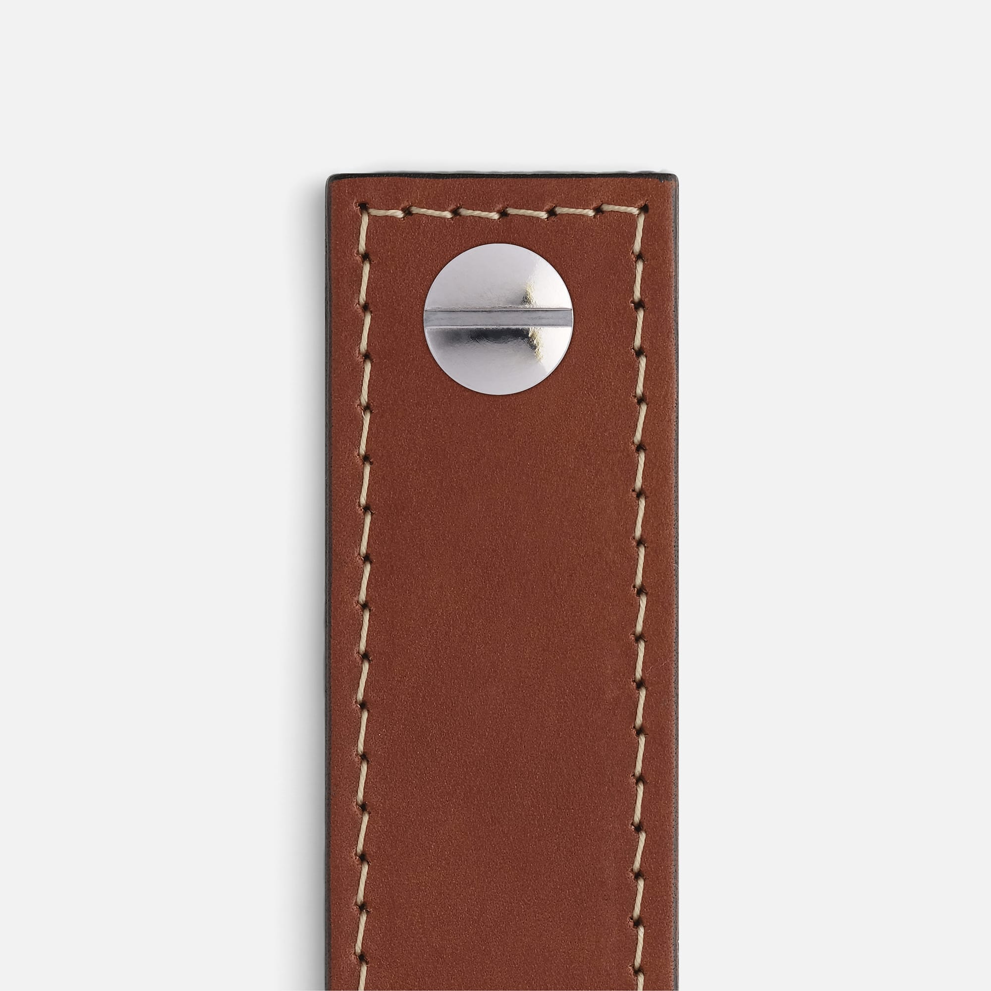 British Leather Tan with Stainless Steel - Contrast Stitch