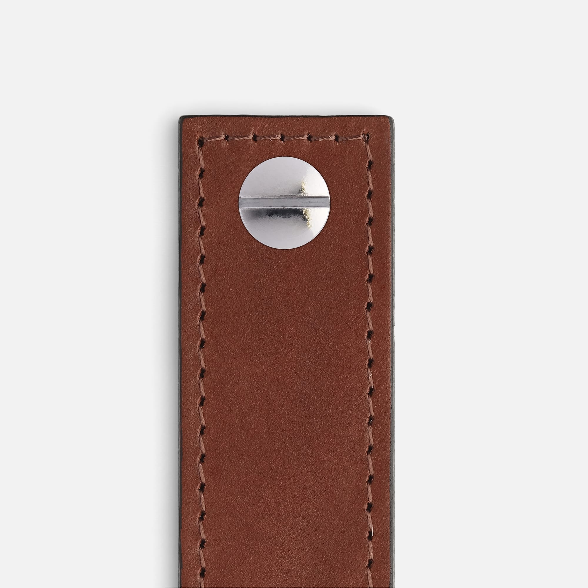 British Leather Tan with Stainless Steel - Matching Stitch