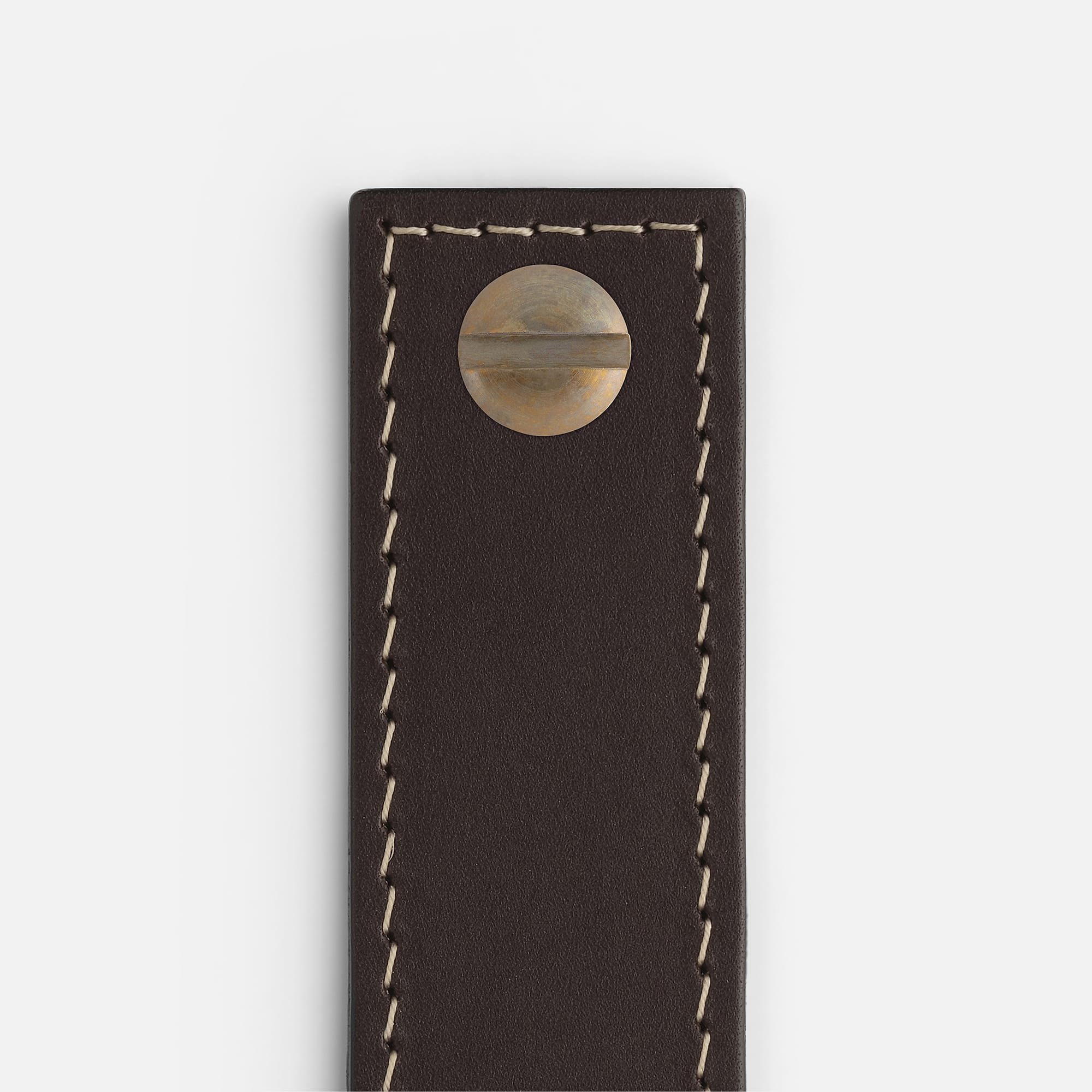 Chocolate Leather with Aged Brass - Contrast Stitch