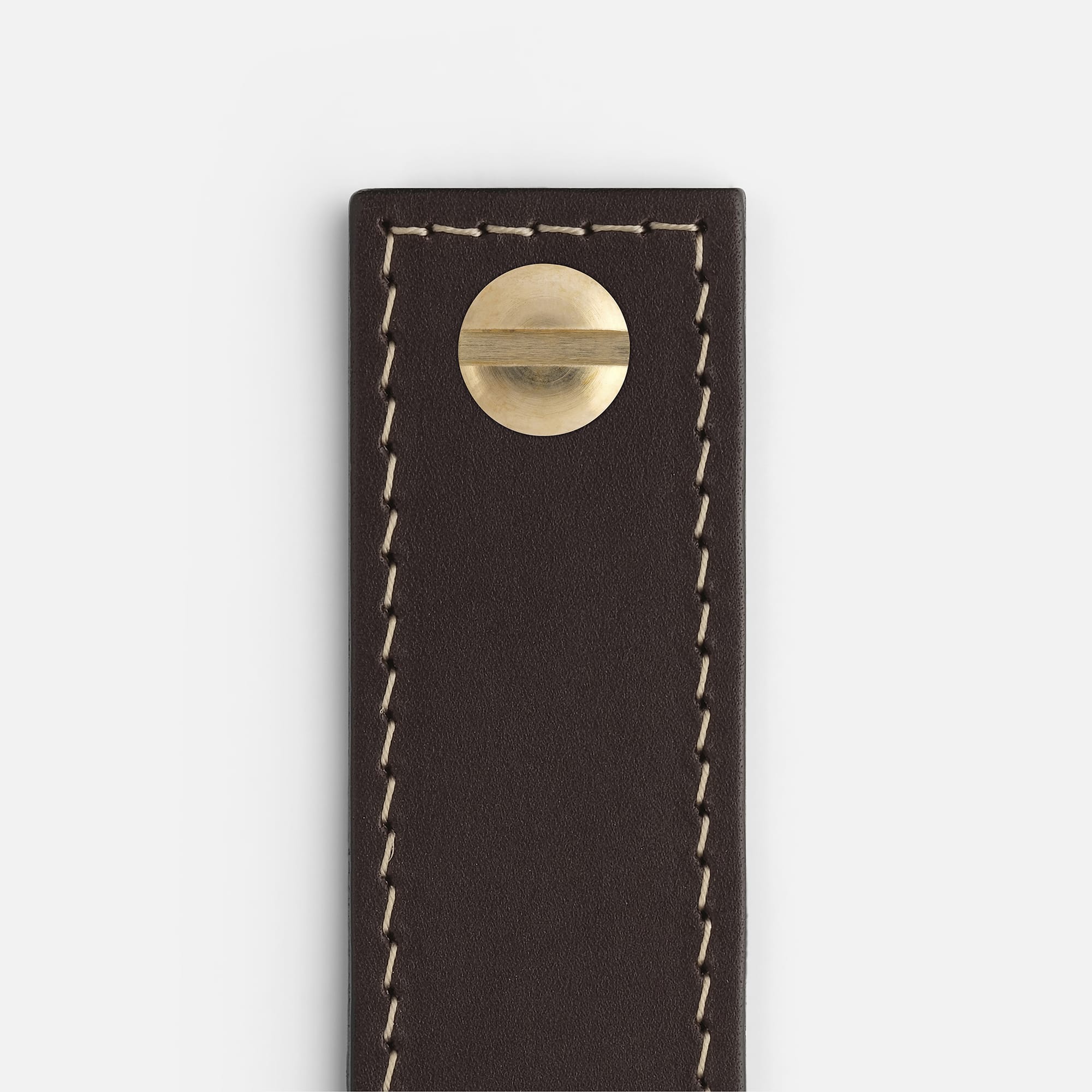 Chocolate Leather with Brass - Contrast Stitch