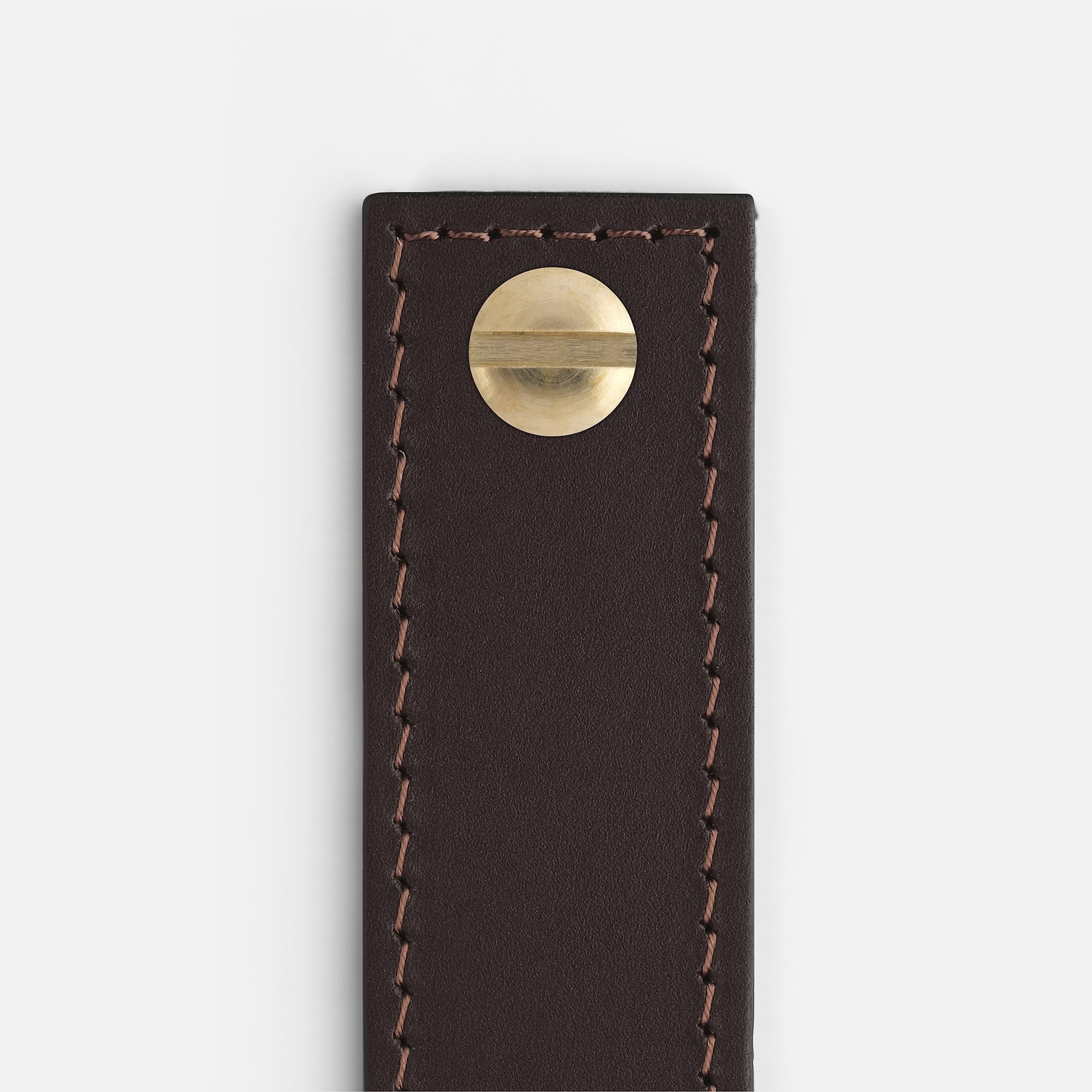 Chocolate Leather with Brass - Matching Stitch