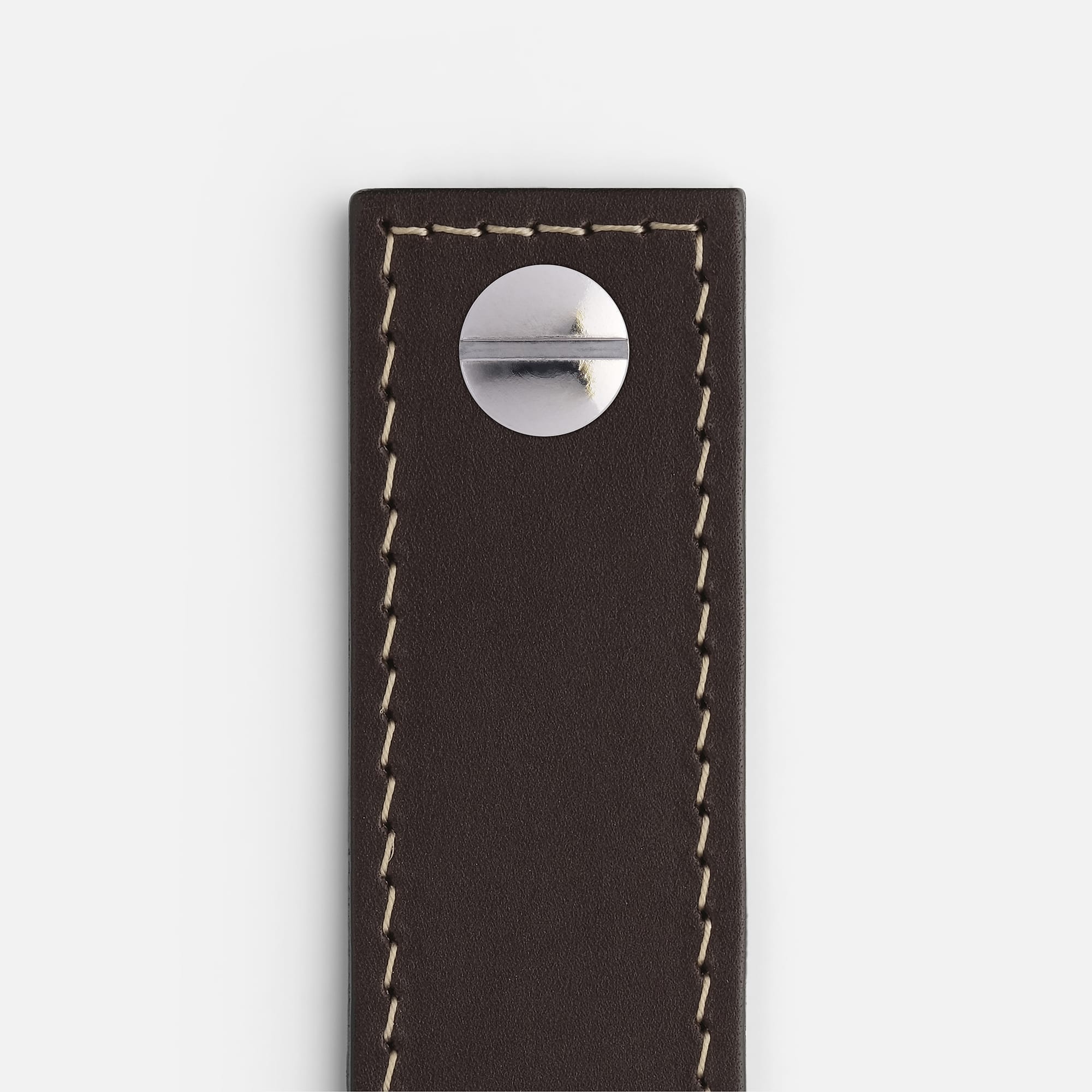 Chocolate Leather with Stainless Steel - Contrast Stitch