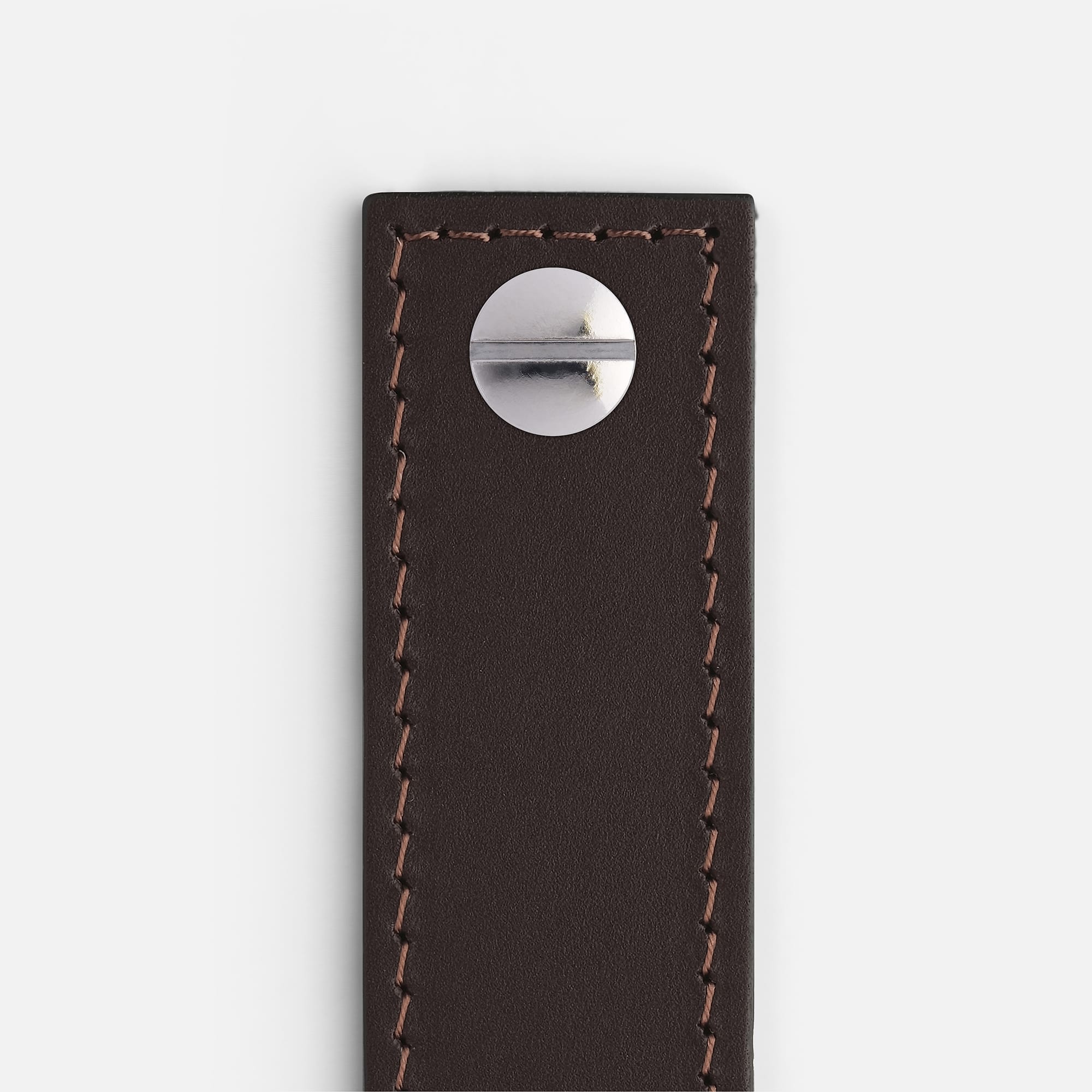 Chocolate Leather with Stainless Steel - Matching Stitch