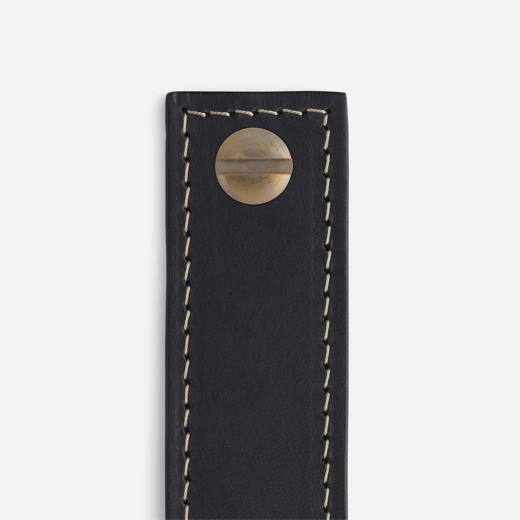 Midnight Leather with Aged Brass - Contrast Stitch