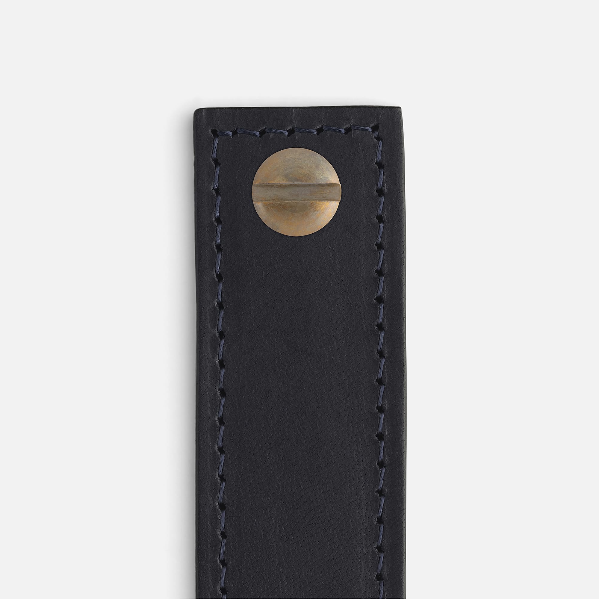 Midnight Leather with Aged Brass - Matching Stitch