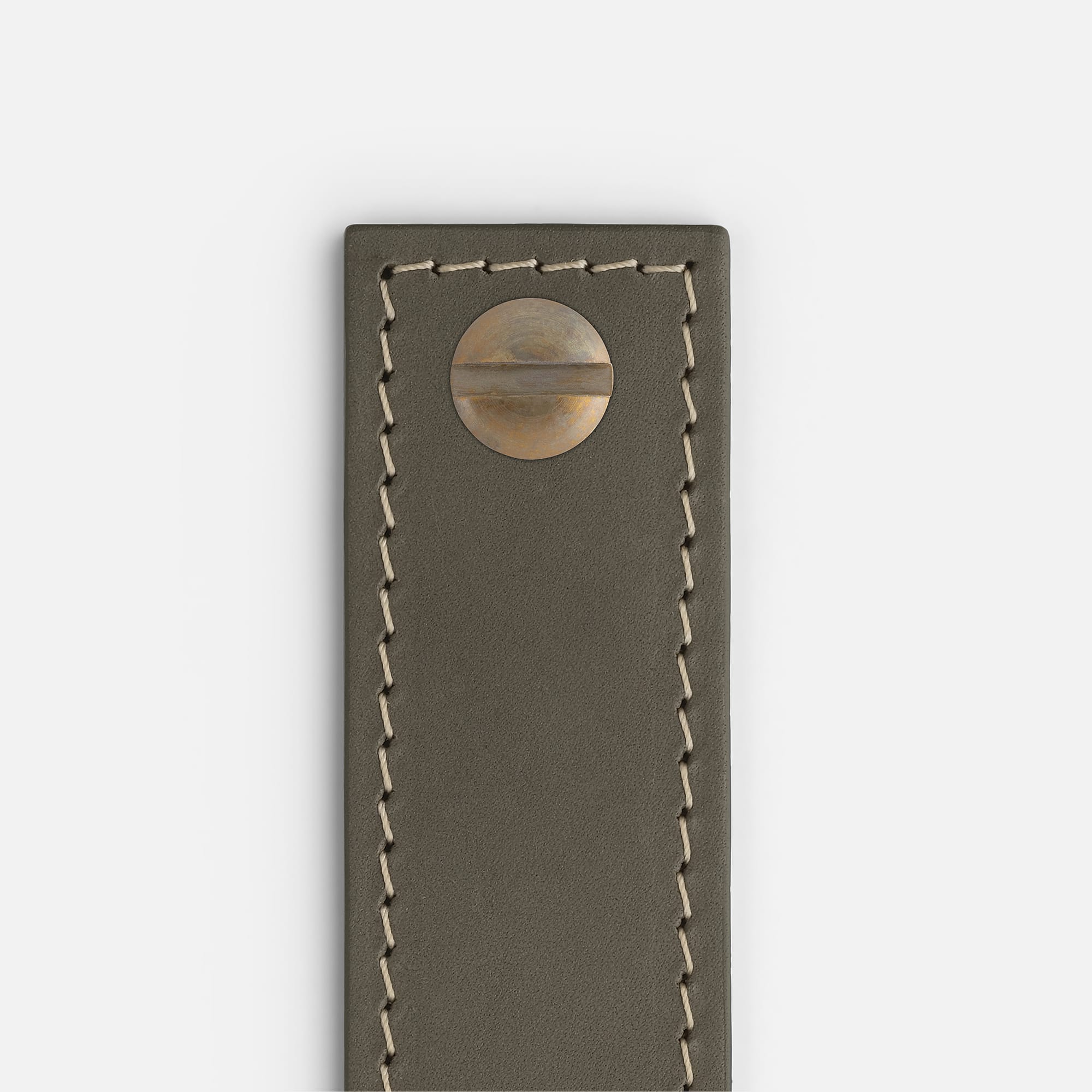 Olive Leather with Aged Brass - Contrast Stitch