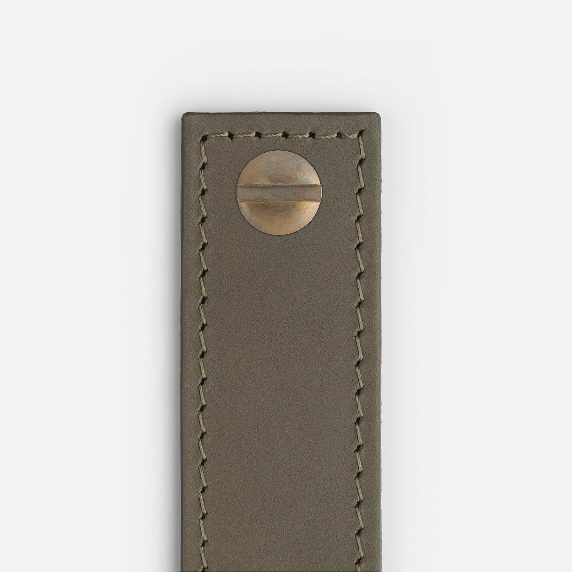 Olive Leather with Aged Brass - Matching Stitch