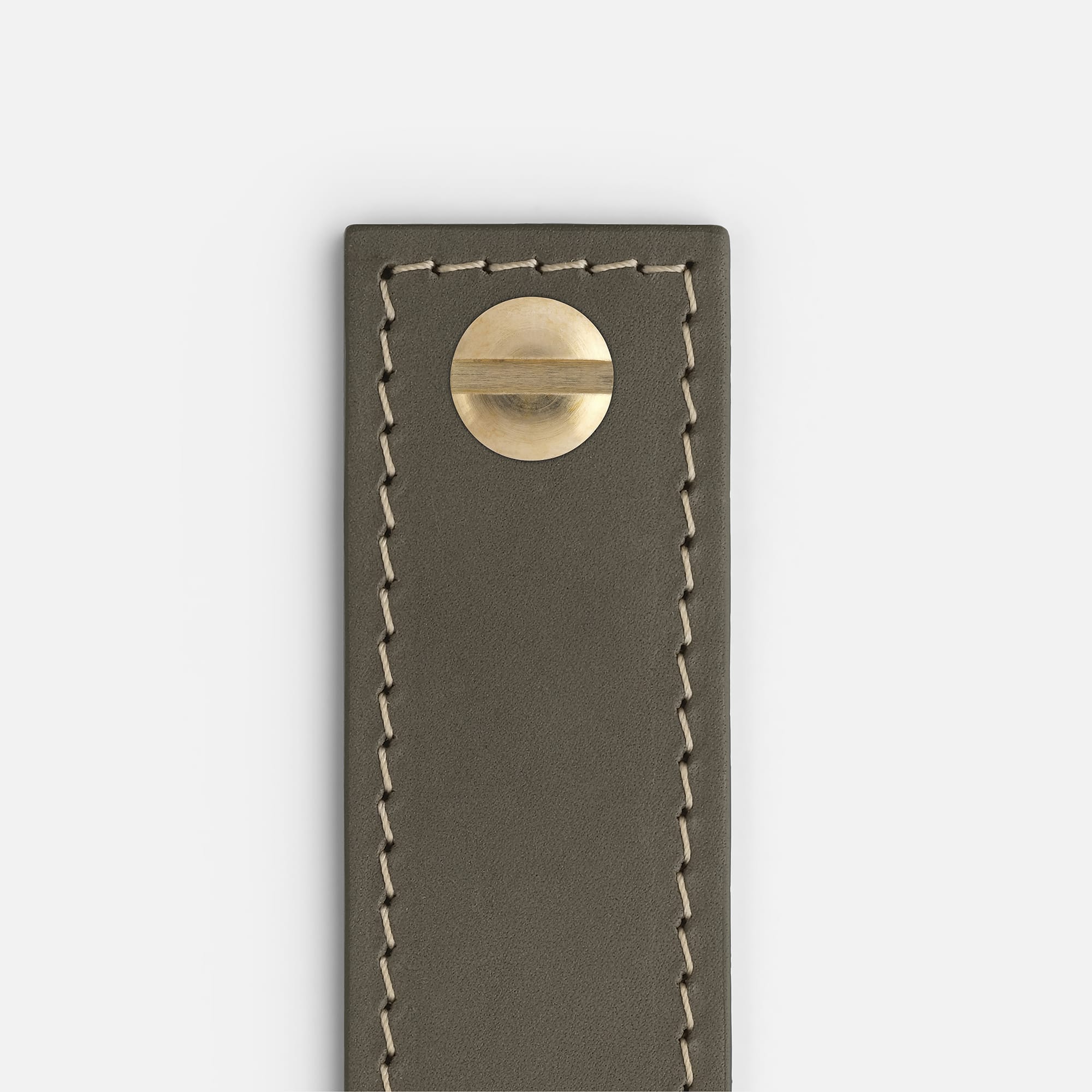 Olive Leather with Brass - Contrast Stitch