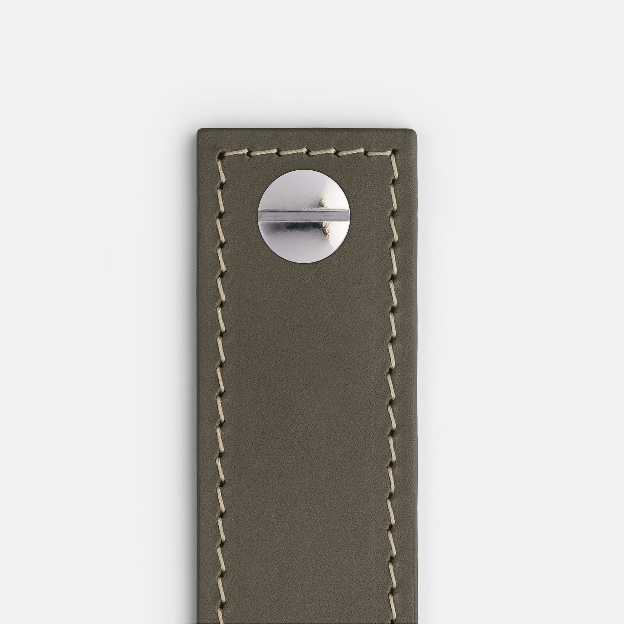 Olive Leather with Stainless Steel - Contrast Stitch