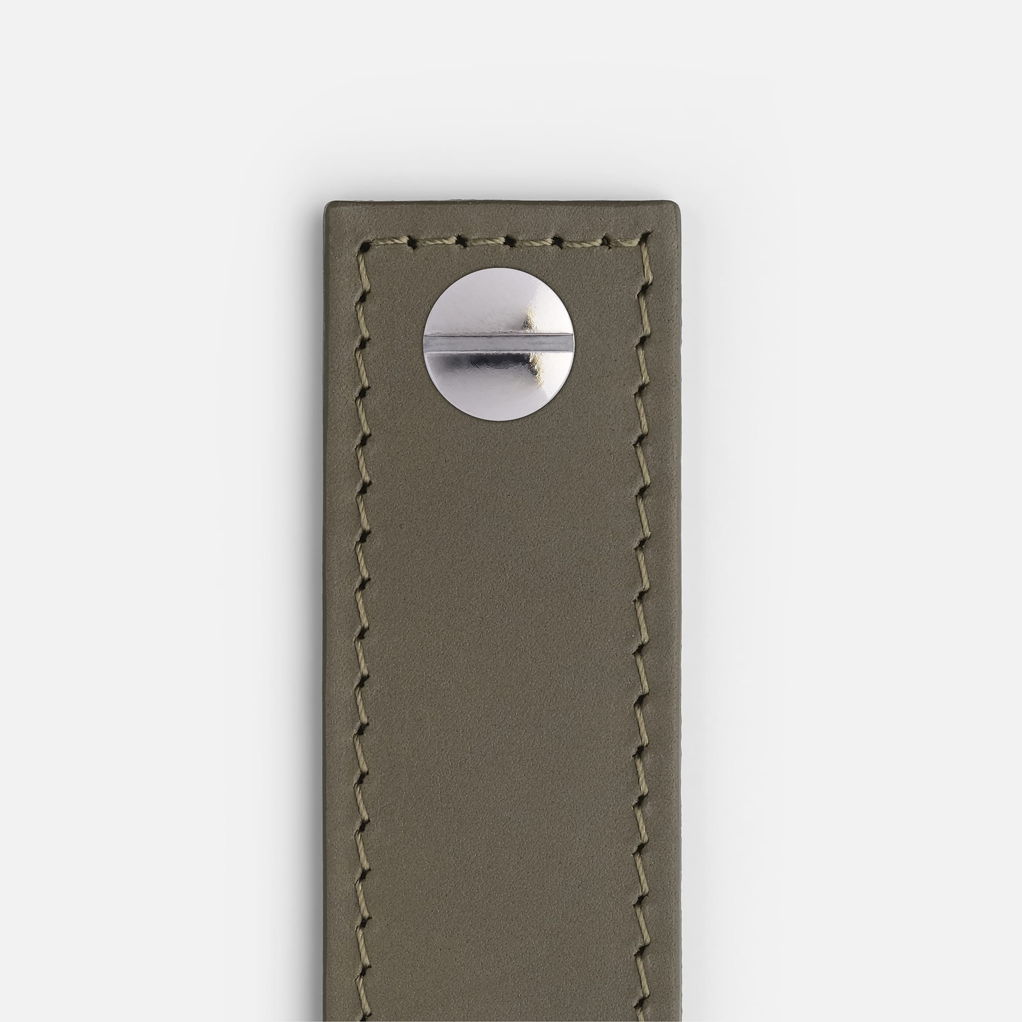 Olive Leather with Stainless Steel - Matching Stitch