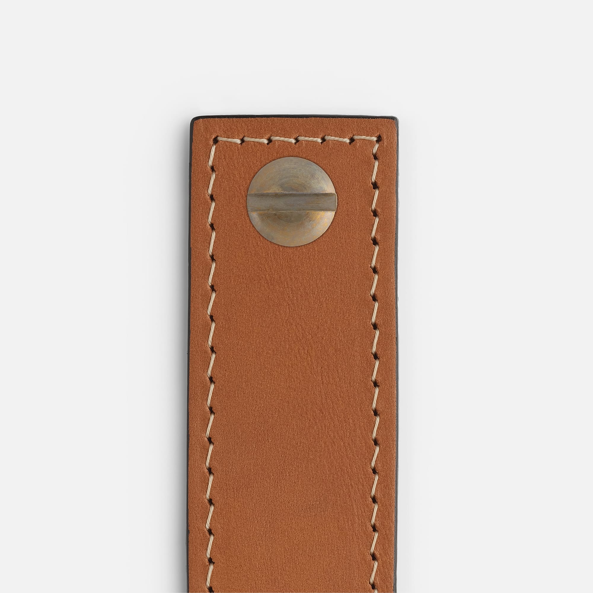 Saddle Tan Leather with Aged Brass - Contrast Stitch