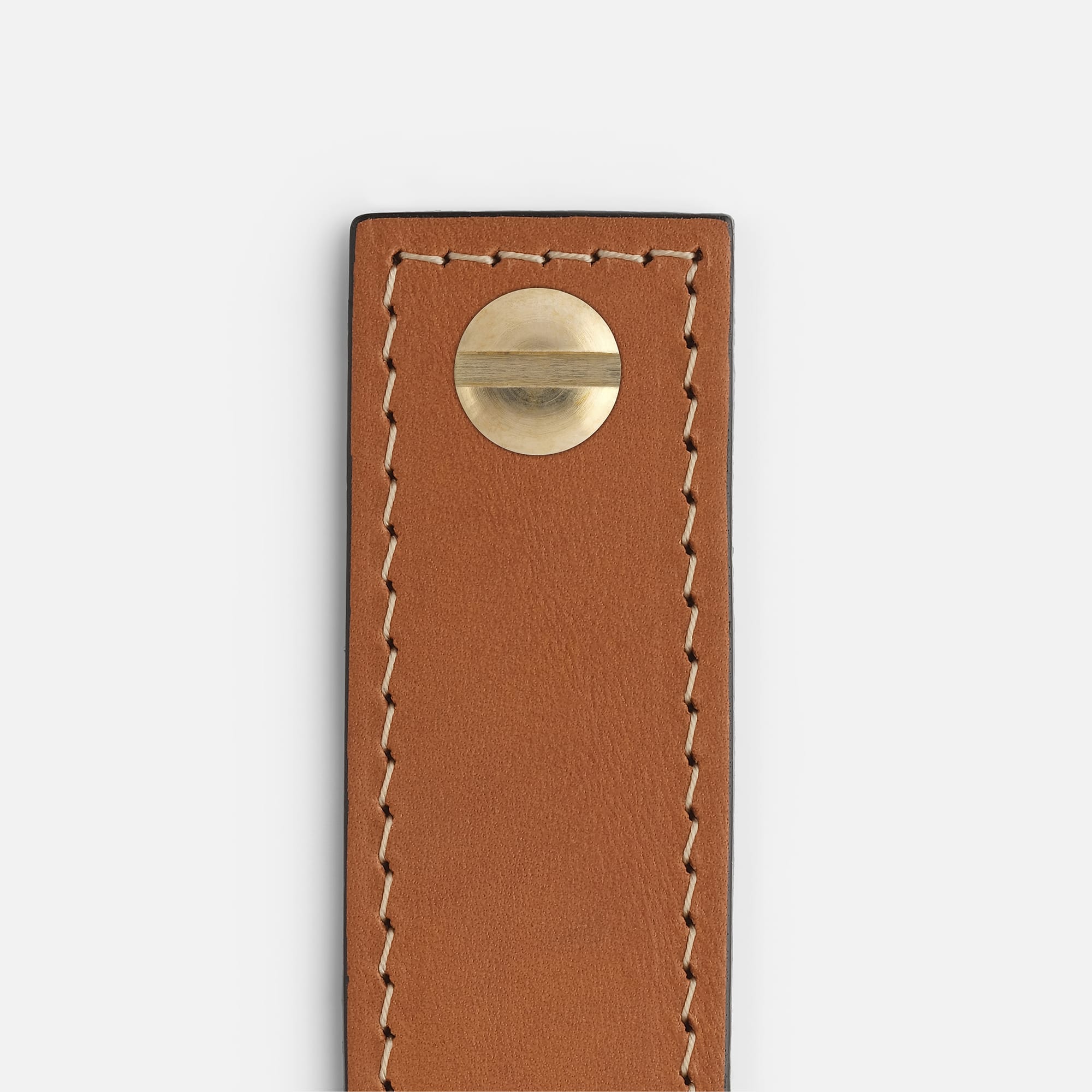 Saddle Tan Leather with Brass - Contrast Stitch