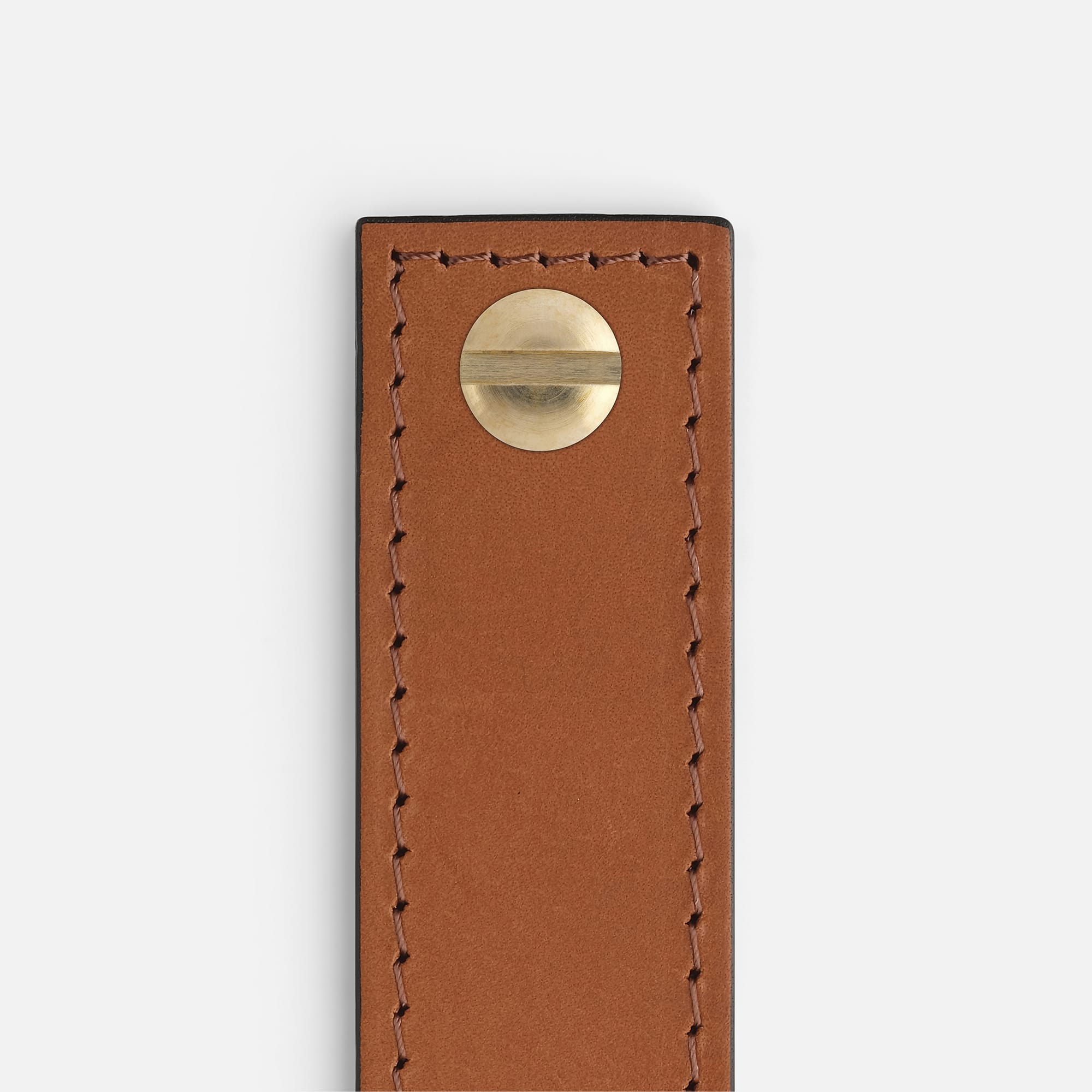 Saddle Tan Leather with Brass - Matching Stitch