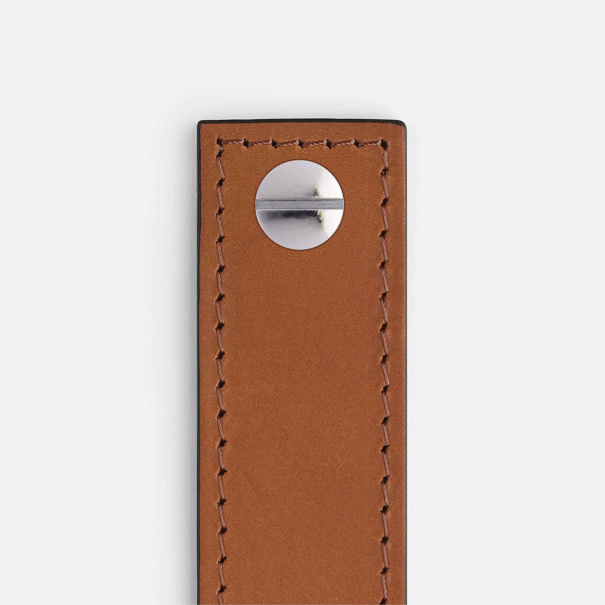 Saddle Tan Leather with Stainless Steel - Matching Stitch