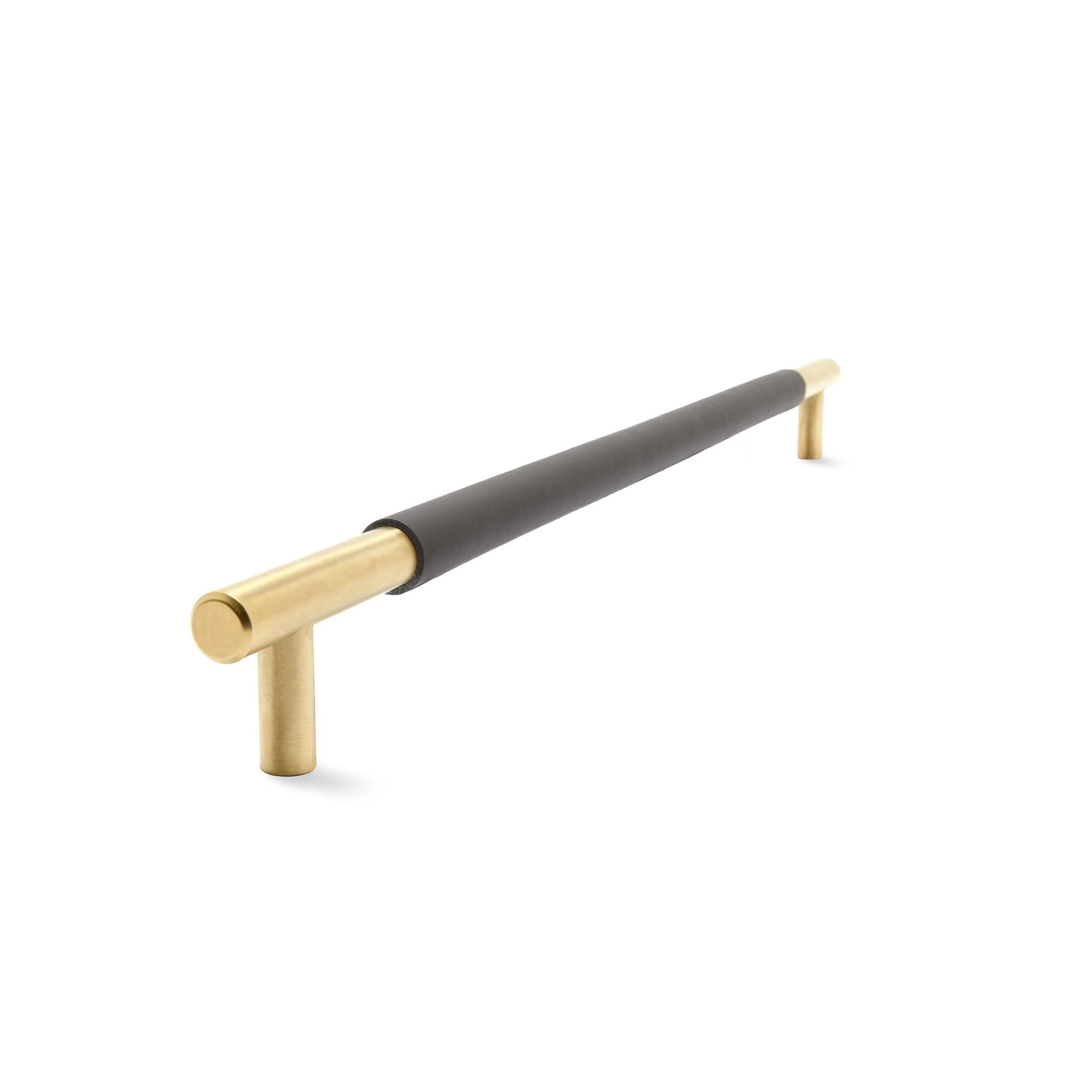 03 Slimline Leather Cabinet Pull - Satin Brass