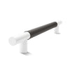 Metal Bar Door Handle | 600mm | White Satin with Slate Leather Wrap | Single