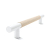 Metal Bar Door Handle | 600mm | White Satin with Natural Leather Wrap | Single