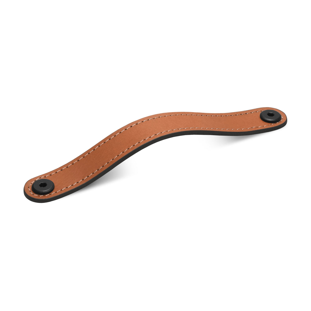 Leather Flat Rounded Handle | Contrast Stitch | Saddle Tan (Fixings Included)